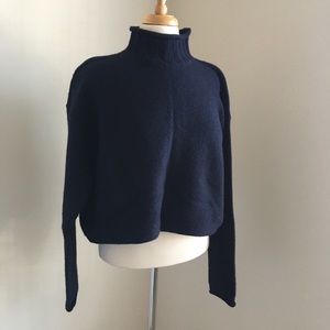 J. Crew 100% Wool Turtleneck Sweater Navy Blue XL